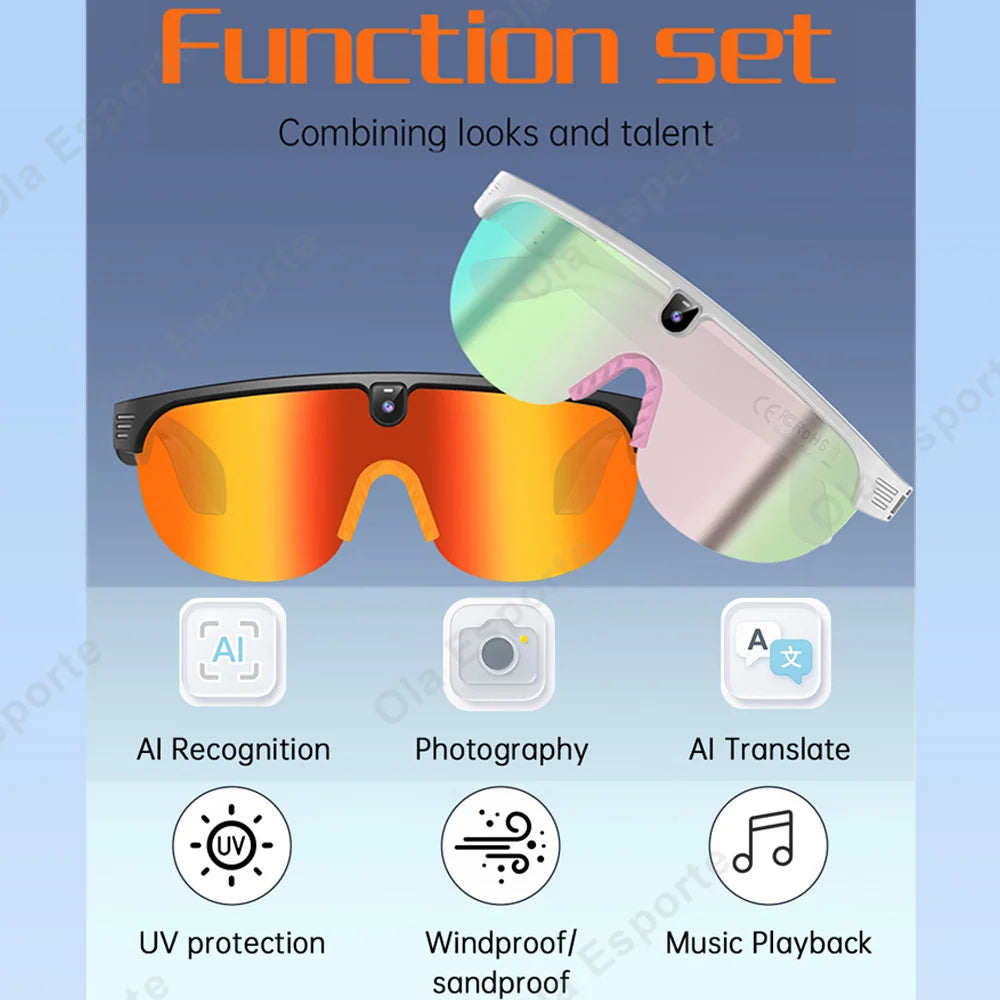 Ola Esporte AI Smart Cycling Glasses – 800MP Sony Camera, 1200P Video & Real-Time Translation