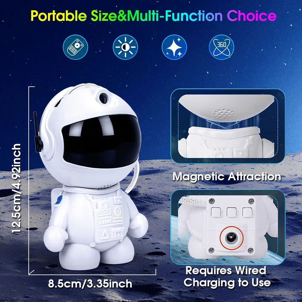 DBF Astronaut Galaxy Projector – 12 Films, 360° Rotation, 3 Brightness, USB