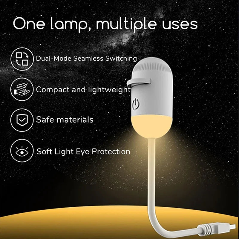 2-in-1 USB Mini Galaxy Star Projector – Night Light, Up to 24 Films, Flexible Gooseneck