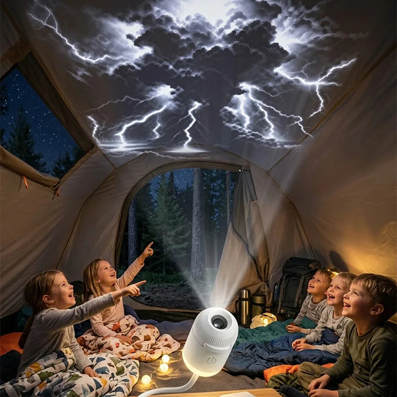 Dual-Mode Mini Galaxy Projector – Night Light + Starry Sky, Warm Atmosphere, Up to 24 Slides