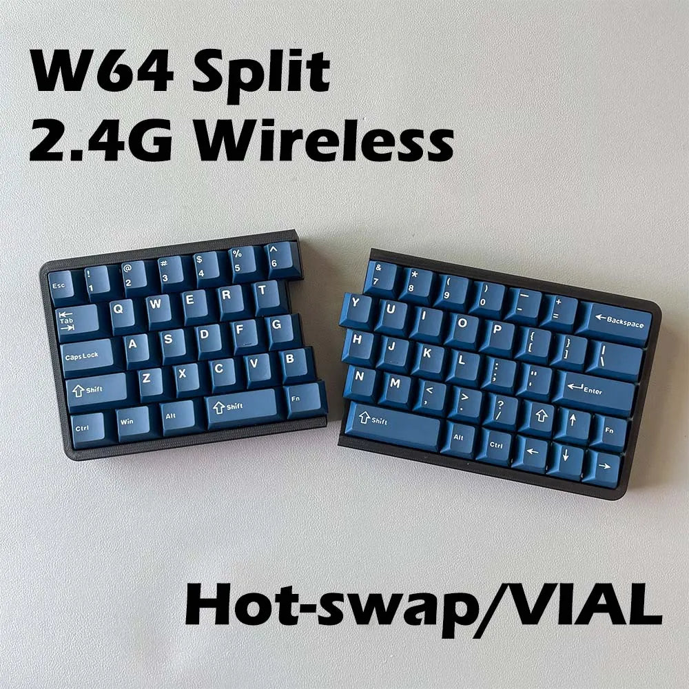 SZRKBD W64 Split Ergonomic Mechanical Keyboard – 2.4G Wireless, Hot-Swap, VIAL