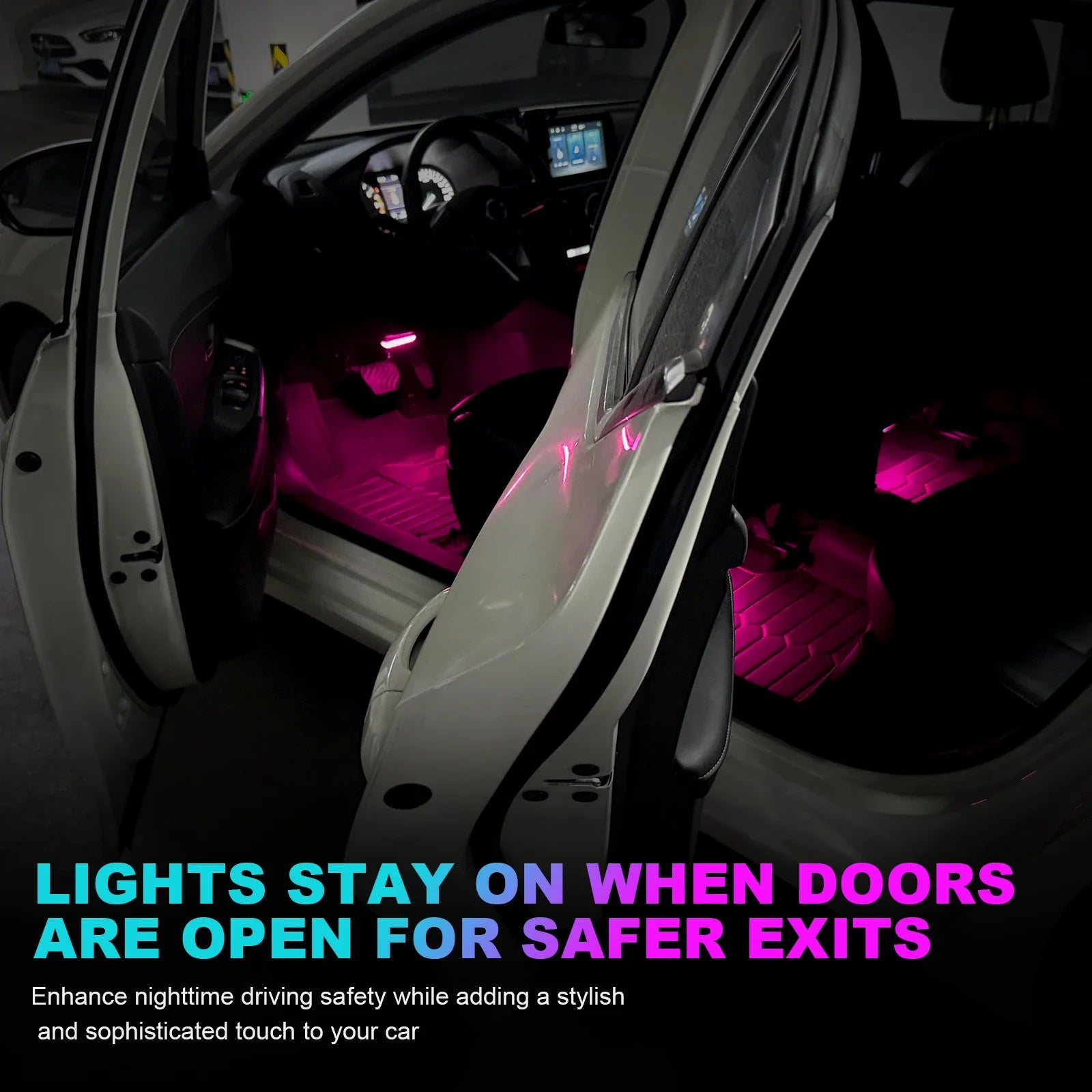 RGB LED Car Interior Ambient Light Strip – 16 Colors, Music Sync, IP65, 12V, USB/Cigarette Secondary image