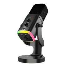 RGB Gaming Microphone – USB-C & XLR, Noise Cancellation, Reverb, 3.5mm Monitor