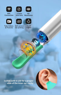 Wireless Ear Camera - HD Ear Wax Removal Tool with LED Light