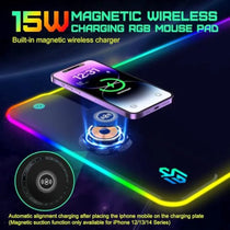 RGB Gaming Mouse Pad – 15W Wireless Charging, 800×300mm, 10 LED Modes, Non-Slip