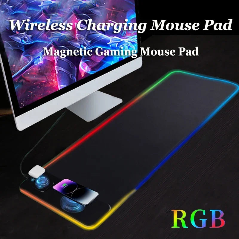 Luxuglow RGB Wireless Charging Mouse Pad – 15W, 800×300mm, 14 Lighting Modes Main image