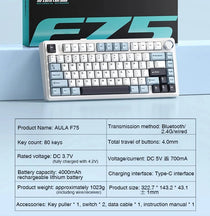 AULA F75 Mechanical Gaming Keyboard – 75%, Triple Mode, RGB, Hot-Swap, Gasket Mount