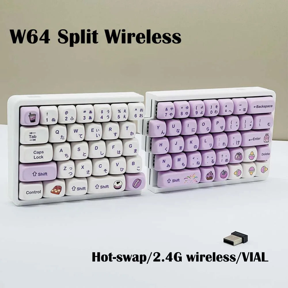SZRKBD W64 Split Ergonomic Mechanical Keyboard – 2.4G Wireless, Hot-Swap, VIAL Secondary image