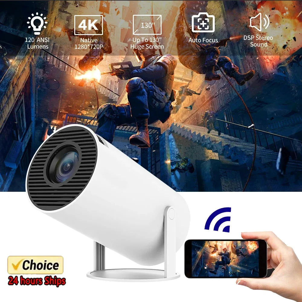 BKHK HY300 Mini Portable Projector – 1080P, 8000LM, 150”, Android, WiFi, Bluetooth Main image