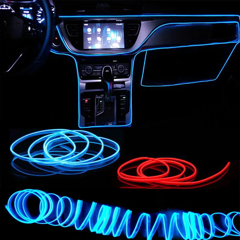 Car Interior EL Neon Strip Light – USB, Flexible, DIY Ambient Light, 1M/3M/5M, 3 Colors Main image