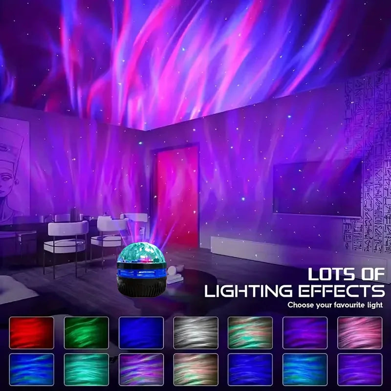 LED Water Ripple & Aurora Projector – 14 Effects, RGB, Remote Control, USB, 7 Colors Main image