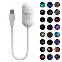 2-in-1 USB Mini Galaxy Star Projector – Night Light, Up to 24 Films, Flexible Gooseneck