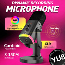 RGB Gaming Microphone – USB-C & XLR, Noise Cancellation, Reverb, 3.5mm Monitor
