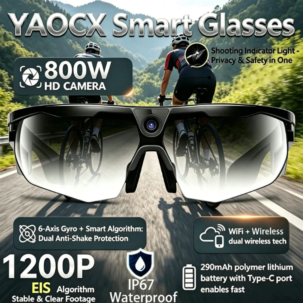 yaocx W640 AI Smart Sports Glasses – 32MP Camera, IP66, Bluetooth 5.3 & Real-Time Translation Main image