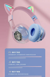 Cat Ear Bluetooth Headset – RGB Lights, Kawaii Design, Gift for Girls, 5 Colors
